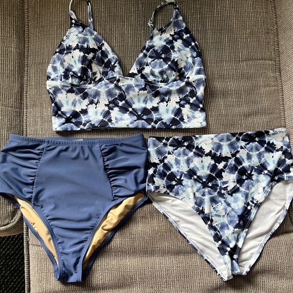 Old Navy Other - Old Navy | 3-Piece Blue Tie-Dye Matching Swimsuit Bikini and Bonus Bottoms